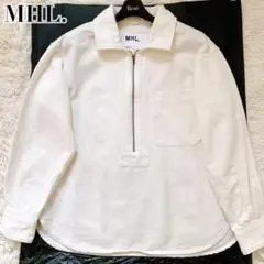美品✨MHL. 2023 現行 ハーフジップ プルオーバー コットン リネン 白