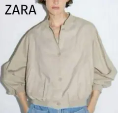 【美品】ZARAベージュ リネン シャツジャケット ゆったり