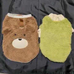 新品未使用 犬服 2枚セット くまデザイン ボアベスト 秋冬用