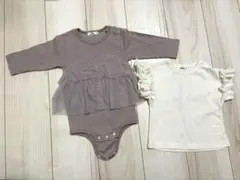 PAIRMANON【2点セット】フリル付きロンパース、Tシャツ