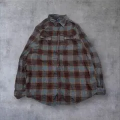 【US輸入】アメリカ古着チェック柄メンズ長袖ネルシャツアメカジダブルポケット