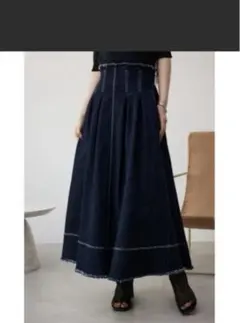 ジップアップフリンジデニムスカート