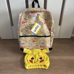 ポケモンリュックサックとピカチュウタオルキャップ