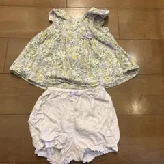 CHOPIN 花柄フリルトップスとショートパンツセット　80cm