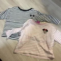 ベビー服　兄妹コーデ　リンクコーデ　長袖　80 90セット売り　ミッキーミニー