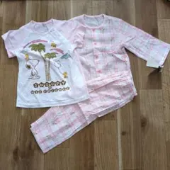 PEANUTS KIDS スヌーピーパジャマ 90 半袖長袖ボタン付3点セット