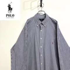 超人気❗️ラルフローレン　ワンポイントロゴシャツ　XL 90s刺繍古着希少レア長袖