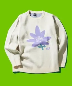 HUF people buddy sweater オフホワイト×パープル　ニットのサムネイル