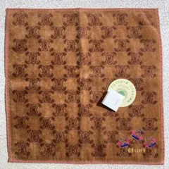 CELINE　セリーヌ　タオルハンカチ　マカダム　ブラウン系　約28cm