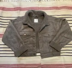 ブラウン スエード ショートジャケット ボア襟付き