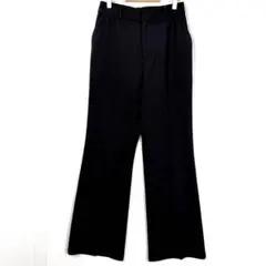 GLOBAL WORK 超ストレッチ セミフレア ワイドパンツ ブラック L