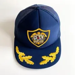 海外古着 HAWAII 警察 刺繍 トラッカー メッシュキャップ 帽子 ネイビー