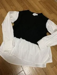 レイヤードデザイン 長袖シャツ L 黒と白