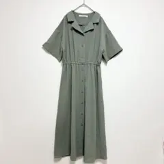 Ray Cassin レイカズン　半袖シャツワンピース　グリーン　上品　綺麗め