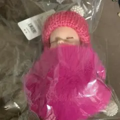 ピンクファーのキーホルダー・キーリング