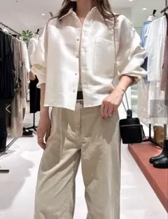 ドローイングナンバース　シルキーダブルクロスクロップドシャツのサムネイル