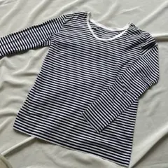 H/standard. ボーダー　長袖Tシャツ M ネイビー　ホワイト