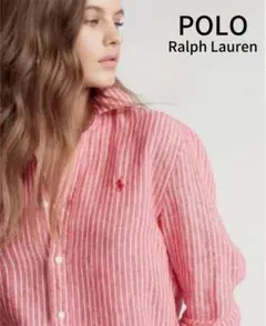 ポロラルフローレン　ストライプド リネンシャツ ポニー XL相当 未使用級美品