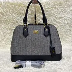 ハンドバッグ ヘリンボーン ツイード 卒業式 入学式 黒 グレー