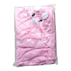 【新品未使用】うさぎ フード付きバスタオル ベビー ポンチョ おくるみ ピンク