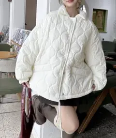 ホワイト キルティングジャケット オーバーサイズ