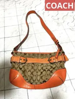 COACH コーチ　ショルダーバッグ シグネチャー レザー オレンジ 斜めがけ
