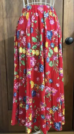 KENZO シルク100％花柄フレアロングスカート KENZO JAP】Made in Japan 70-80's 100% Silk Flare Skirt（ケンゾー