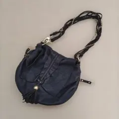 Beaureブラック レザー タッセル付き ショルダーバッグ　2way