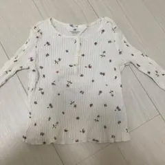 H&M 花柄長袖カットソー ホワイト