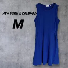 美品✨NEW YORK & COMPANY 【M】ノースリーブワンピース 青のサムネイル