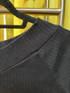 グリーンレーベルリラクシング 七分袖　ワンピース　ネイビー　ストレッチ　リブ