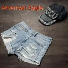 American Eagle デニム　ショートパンツ　ダメージ加工　ストレッチ
