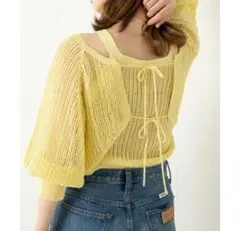 【Kastane】アメスリニットタンク×カーデSET 黄色 イエローのサムネイル