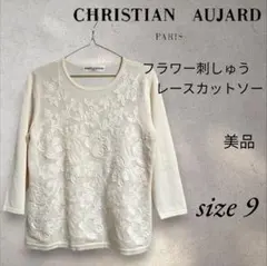 CRISTIANAUJARDクリスチャンオジャール フラワー刺繍レースカットソー