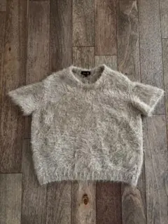 ベージュ ファー風 半袖ニット