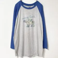 ネクストレベルアパレル ラグランTシャツ 花柄 S 灰 青 綿混 カジュアルのサムネイル