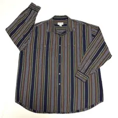 XLサイズ IZOD ストライプシャツ　メンズ　アメリカ古着　レゲエ　長袖シャツ