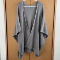 新品未使用　グレー　リブ編み　カーディガン