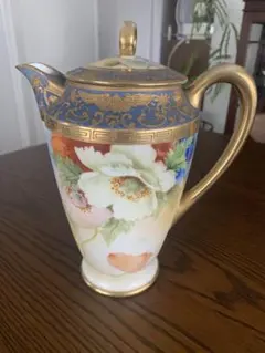 オールドノリタケ　磁器 ティーポット 花柄 金彩のサムネイル