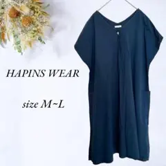 HAPINS WEAR半袖チュニック M~L ネイビー ゆったり 涼しい3318のサムネイル