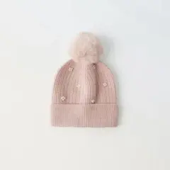 ZARA フェイクパール ニットビーニー キッズ 56cm