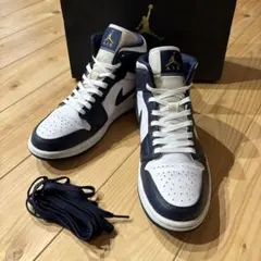 Air Jordan ネイビー/ホワイト ハイカットスニーカー