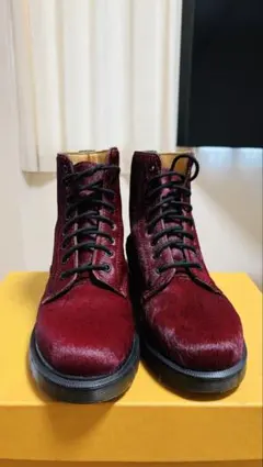 ドクターマーチン　1460 8ホールブーツ ボルドーハラコ ヘアオンレザー美品 Dr.Martens1460 8ホールブーツ ボルドーハラコ ヘアオンレザー美品