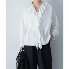 かぐれ　新品タグ付き　コットンフリルカラーシャツ