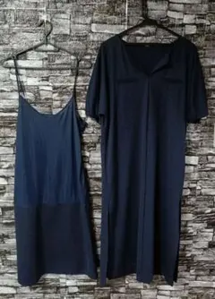 LOUNIE　きれいめカットソーワンピース 　紺色