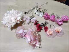 フラワー　ヘアーアクセサリー8種19点セット