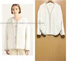 デプレ　ショートコート　ノーカラージャケット　ツイード