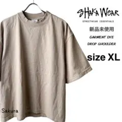シャカウェア 新品 ガーメントダイ ドロップショルダーTシャツ ベージュ XL