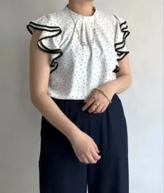 prose verseパイピングフリルハイナックブラウス