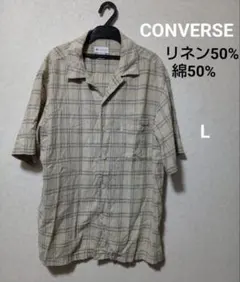 CONVERSE 半袖シャツ ベージュ L カジュアルシャツ コンバース リネンのサムネイル
